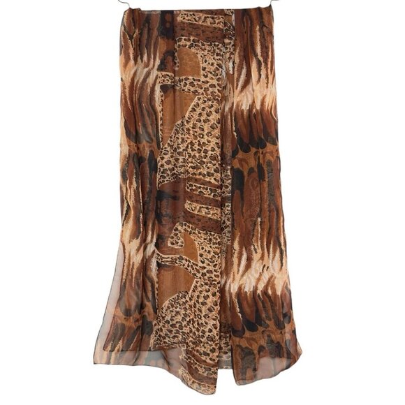Symphony Statement Fashion‎ Scarf Safari Animal Print Cheetahs Brown Black Wrap - Picture 1 of 10